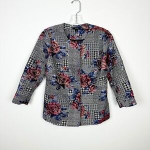 Alfani Women's Floral Checkered Blazer